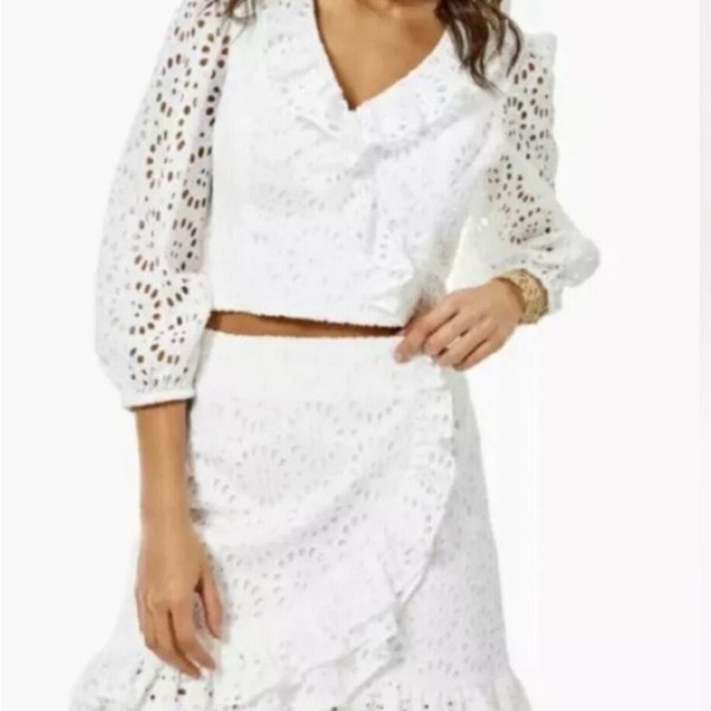 Lily Pulitzer White Eyelet Blouse and Skirt Set
